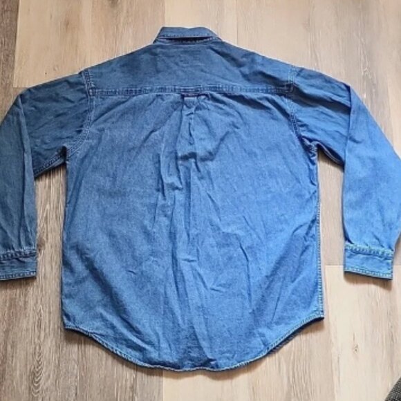 Rare VINTAGE Heineken Embroidered Denim Long Sleeve Cotton Button-Up Shirt Sz M - Picture 9 of 12